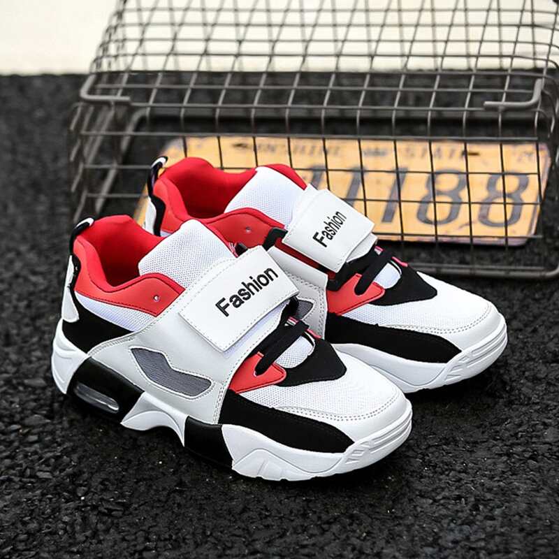 

Guys Velcro Strap Wide Fit Sneakers, Red and white