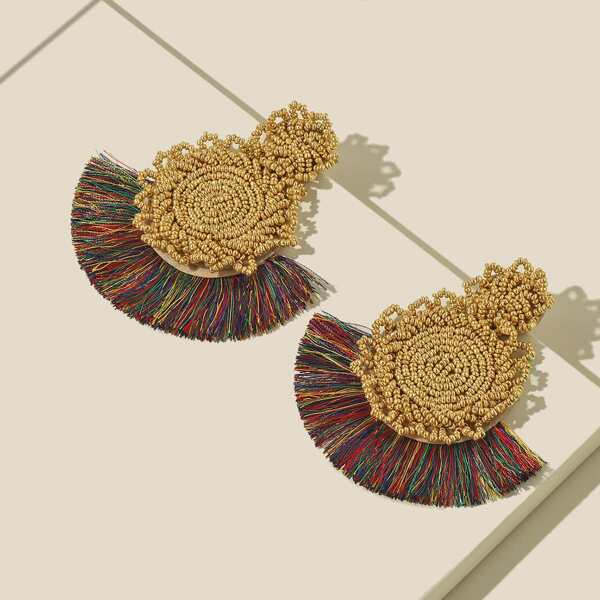 

Tassel & Bead Decor Drop Earrings, Multicolor