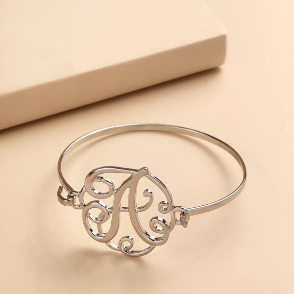 

Letter Design Bracelet, Silver