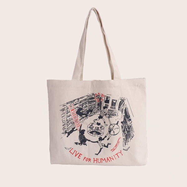 

Figure Graphic Canvas Tote Bag, Beige