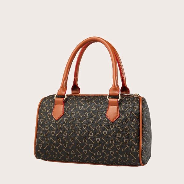 

Double Handle Satchel Bag, Black