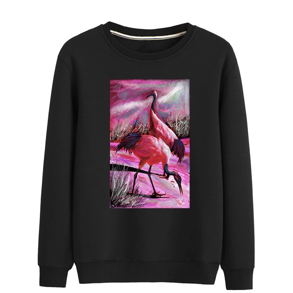

Men Flamingo Print Sweatshirt, Black