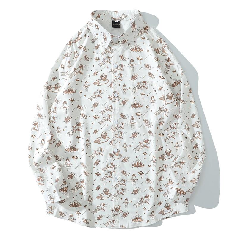 

Guys Allover Cartoon Graphic Pocket Front Shirt, White