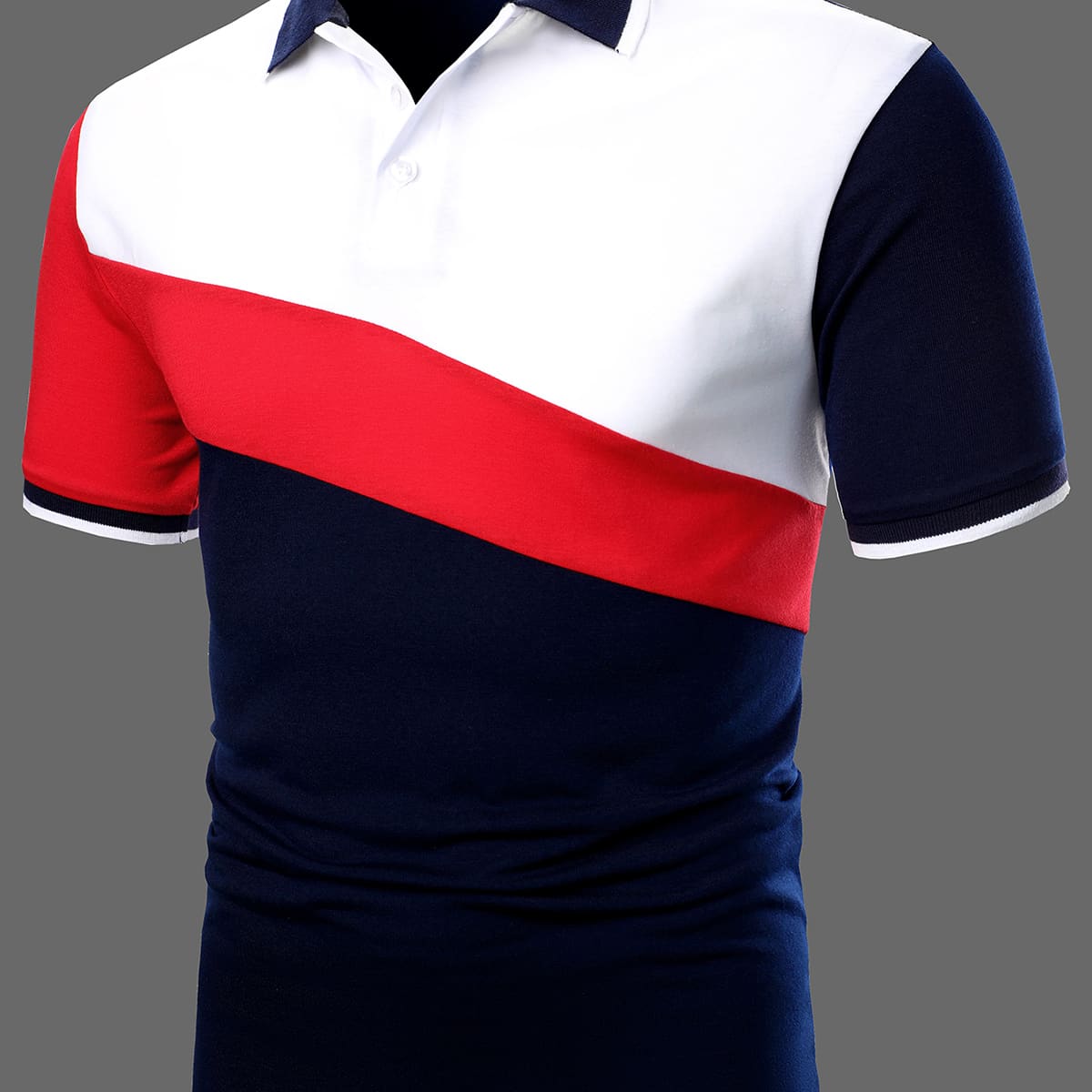 

Guys Contrast Trim Colorblock Polo Shirt, Multicolor