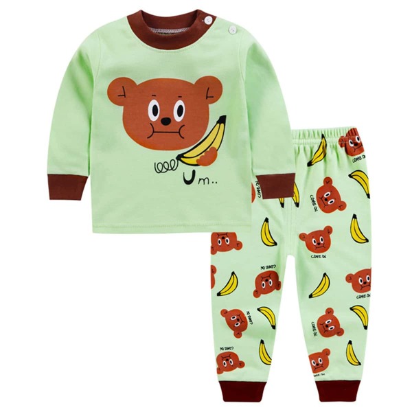 

Toddler Girls Slogan & Bear Print PJ Set, Mint green