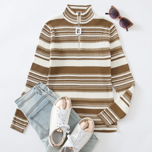 

Застежка Полосатый Повседневный Трикотаж, Многоцветный