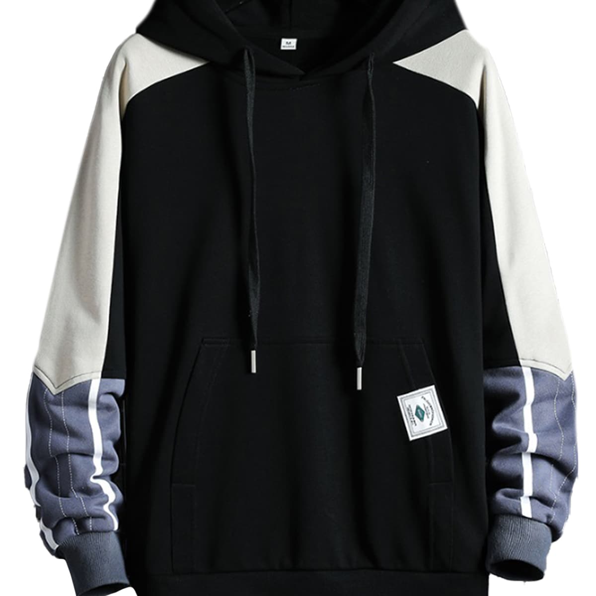 

Guys Kangaroo Pocket Colorblock Hoodie, Black