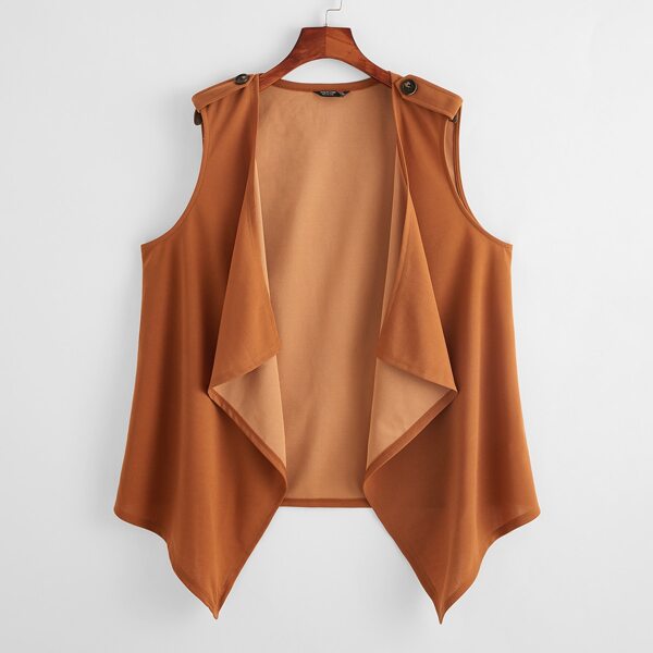 

Plus Solid Waterfall Vest Coat, Brown