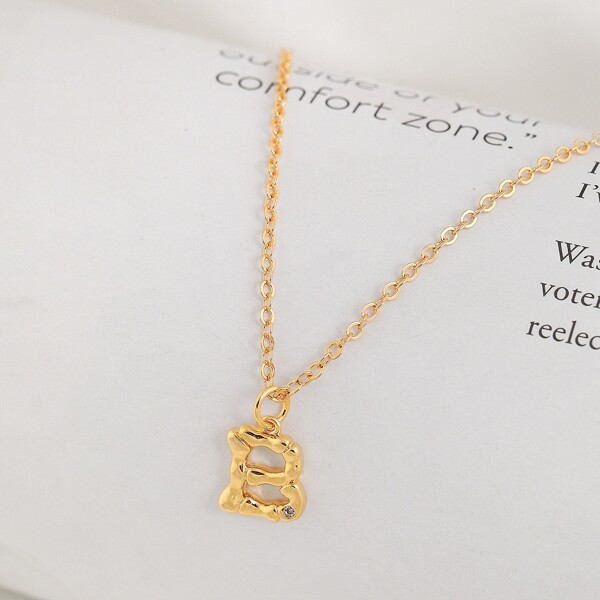 

B Charm Rolo Chain Necklace, Gold
