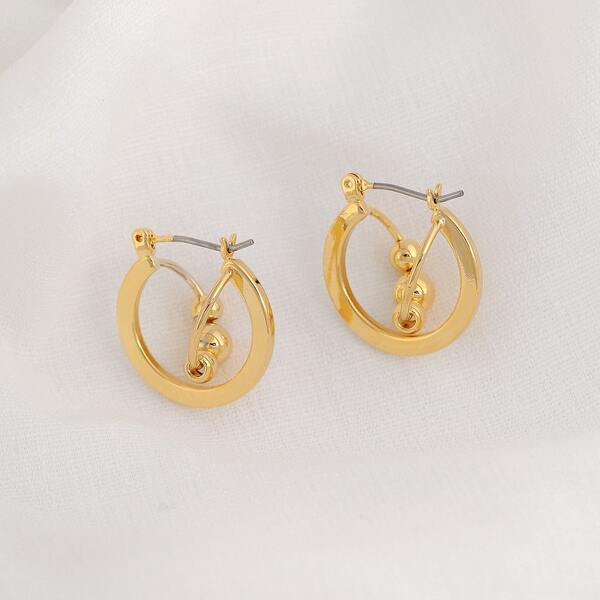 

Beaded Accents Dual Hoop Earrings, Gold