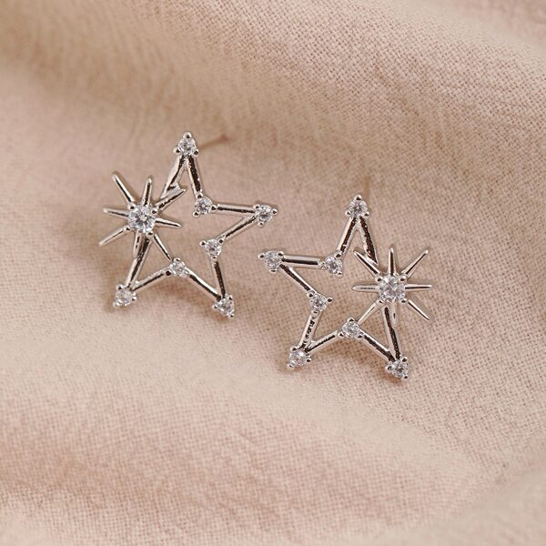 

Rhinestone Star Stud Earrings, Silver