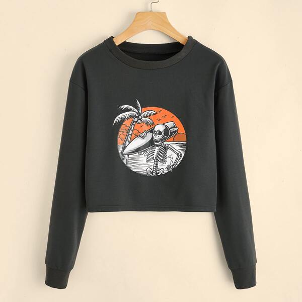 

Skeleton Graphic Sweatshirt, Dark grey
