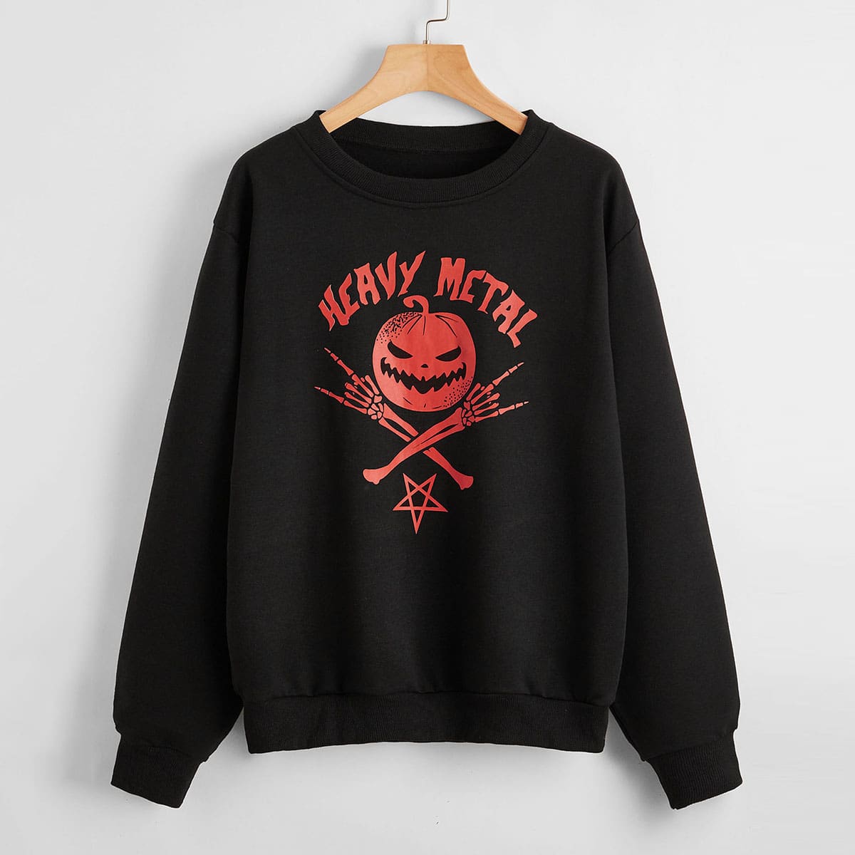 

Halloween And Letter Graphic Sweatshirt, Black