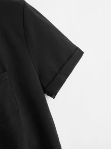 Muchica Solid Cropped Boxy Tee - Black - View 3