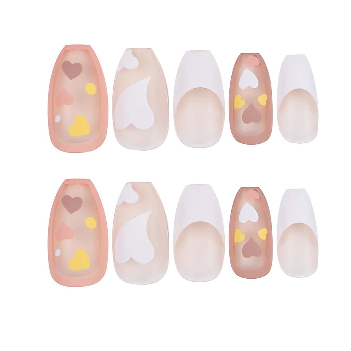 

24pcs Heart Pattern Fake Nail, Multicolor
