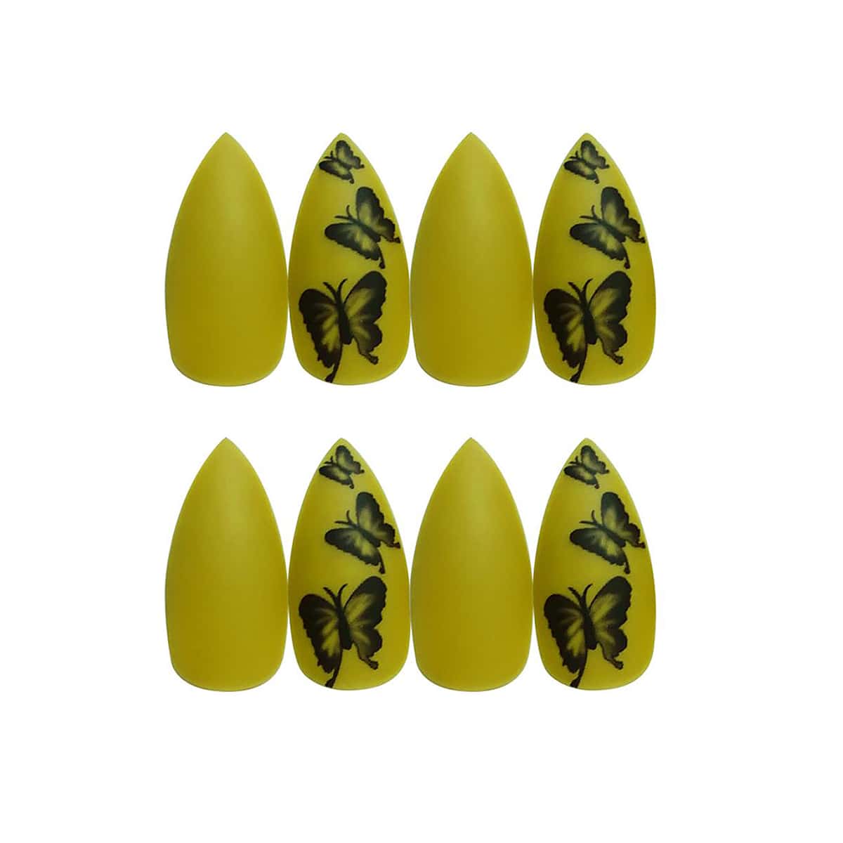 

24pcs Butterfly Print Fake Nail, Lime green