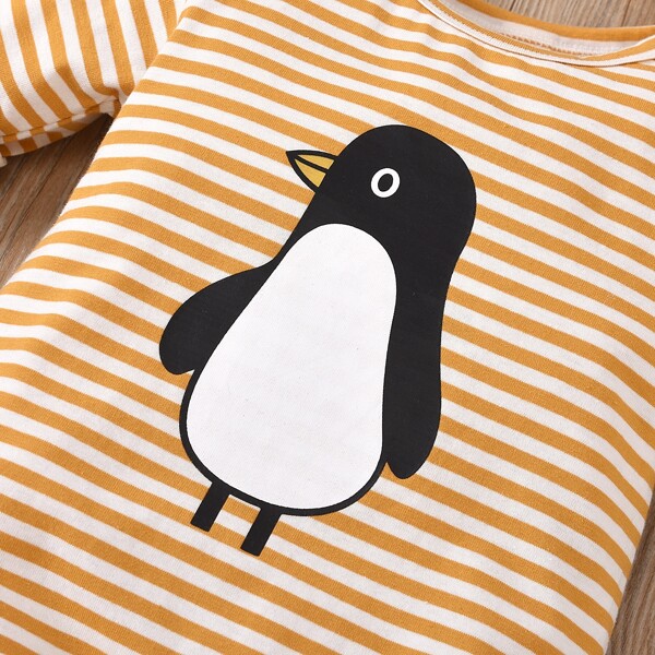 

Baby Boy Penguin And Striped Print Jumpsuit, Multicolor