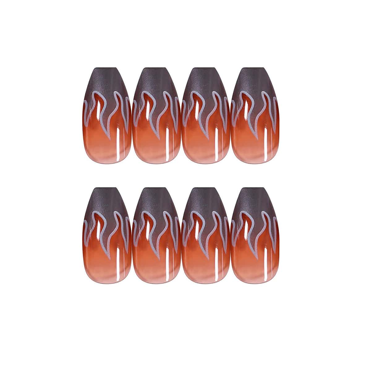 

24pcs Flame Print Fake Nail, Multicolor