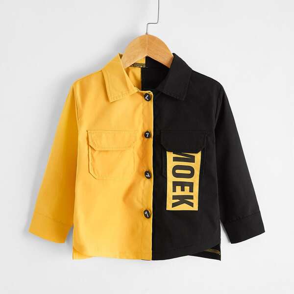 

Toddler Boys Two Tone Letter Graphic Jacket, Multicolor