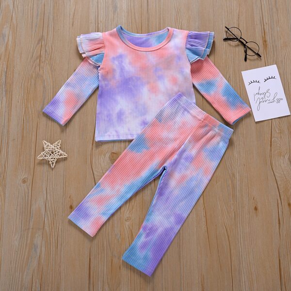 

Toddler Girls Tie Dye Layered Ruffle Tee With Pants, Multicolor