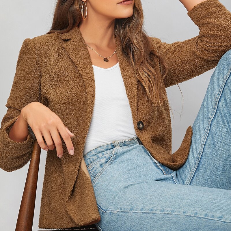 

Single Button Split Back Hem Coat, Brown