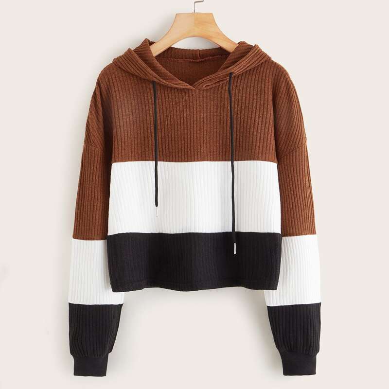 

Colorblock Drawstring Hoodie, Multicolor