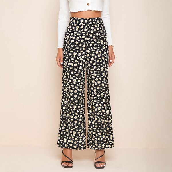 

Daisy Floral Print Wide Leg Pants, Multicolor