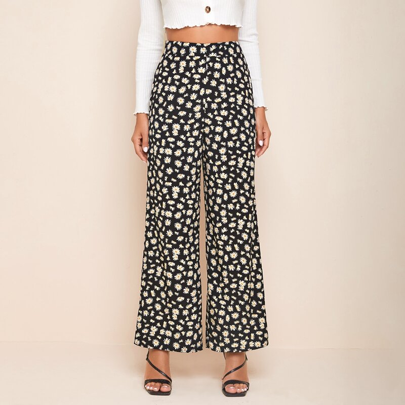 

Daisy Floral Print Wide Leg Pants, Multicolor