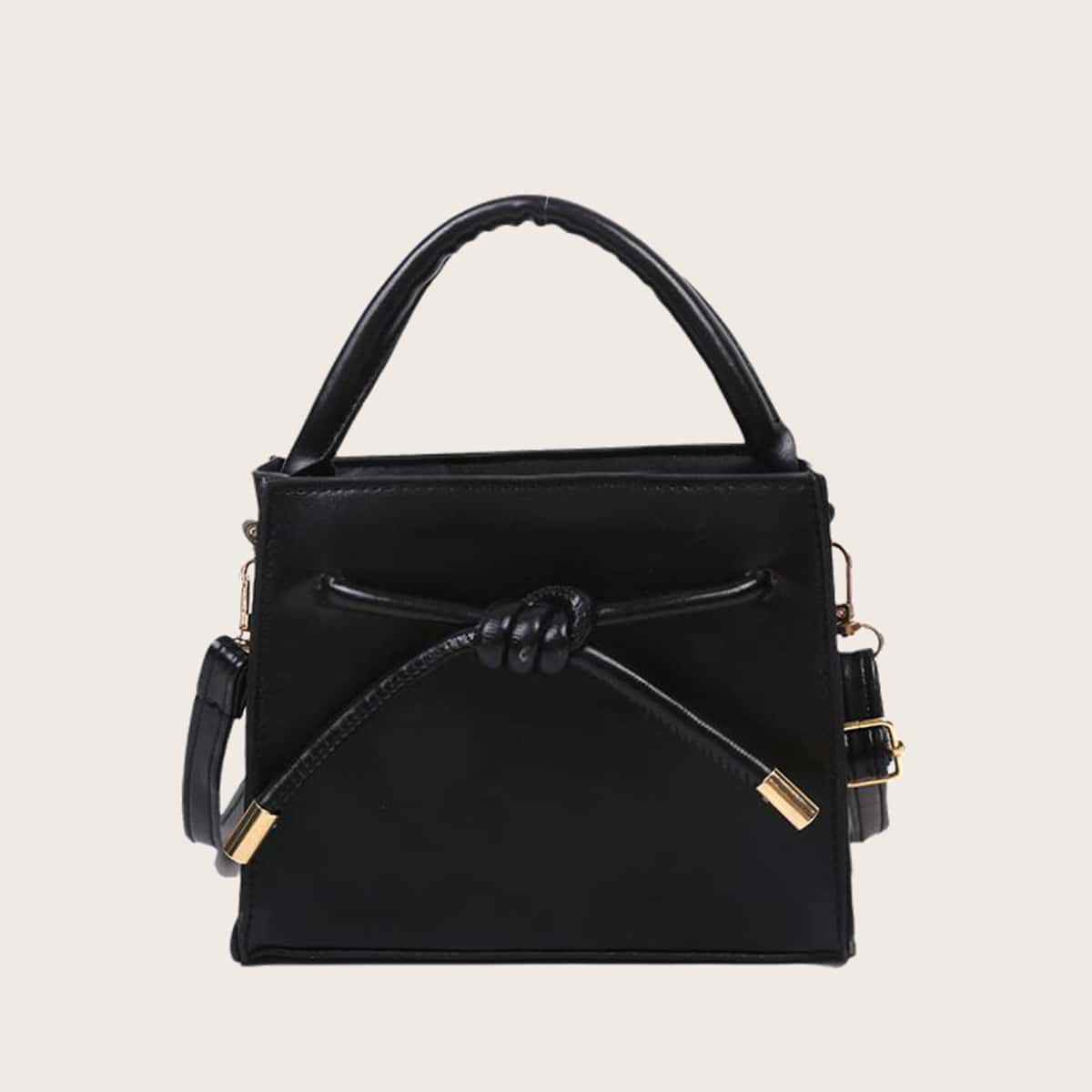 

Knot Decor Satchel Bag, Black