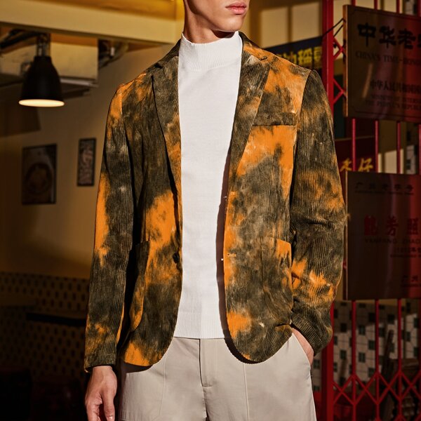 

Men Tie Dye Cord Blazer, Multicolor