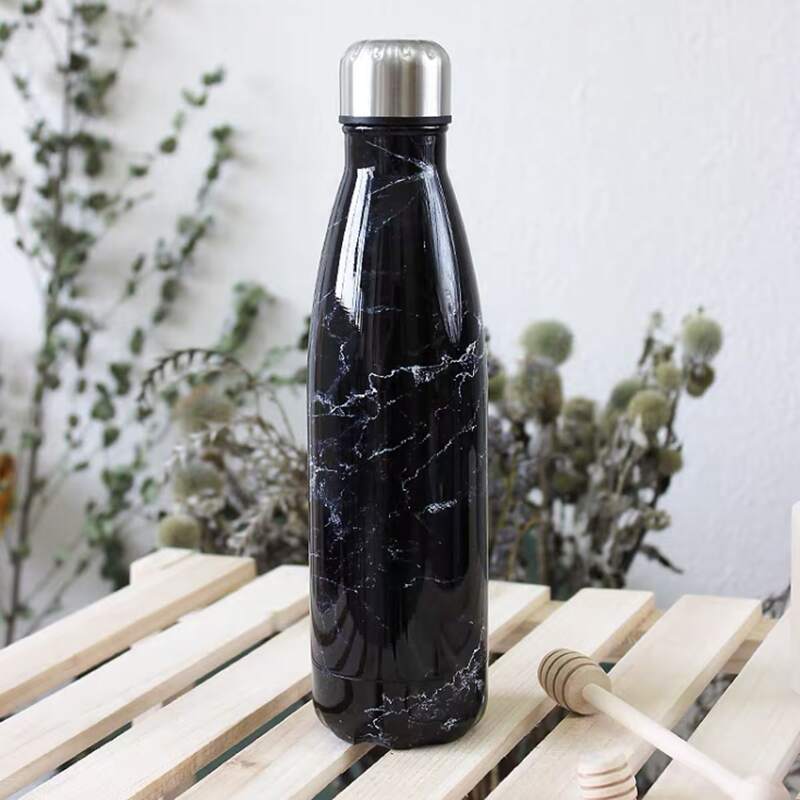 

1pc Marble Pattern Vacuum Cup, Black