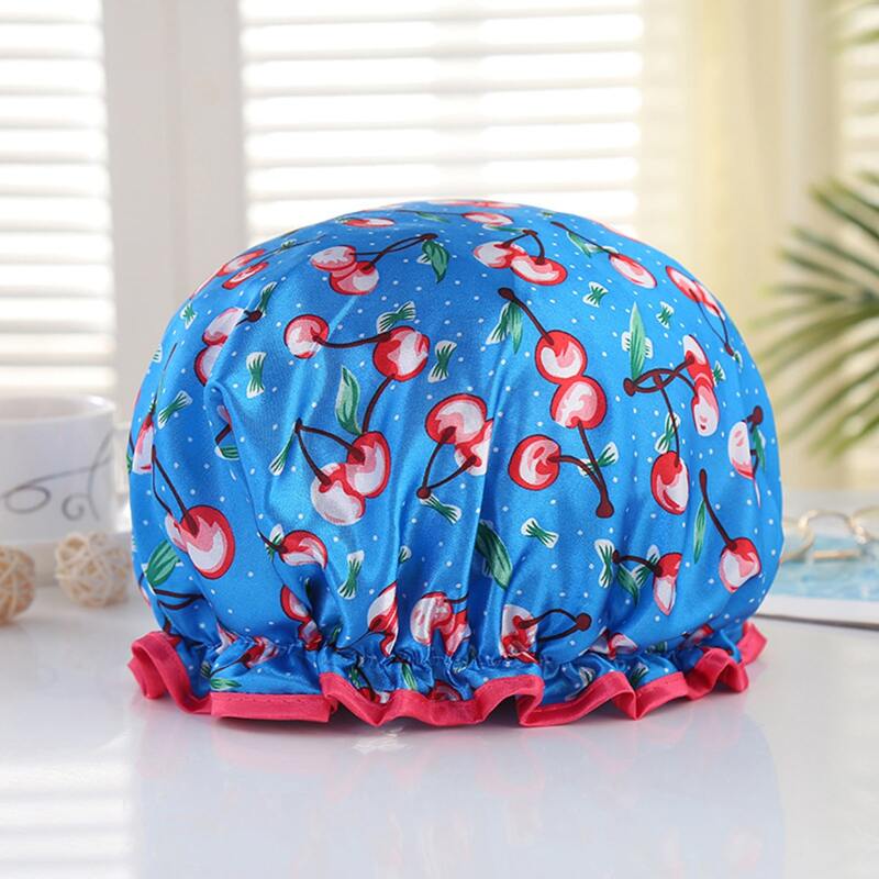 

Cherry Print Shower Cap, Blue