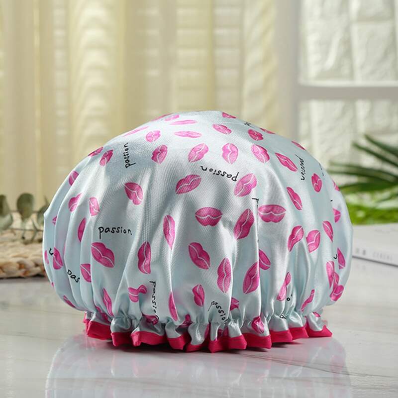 

Lip Print Shower Cap, Grey