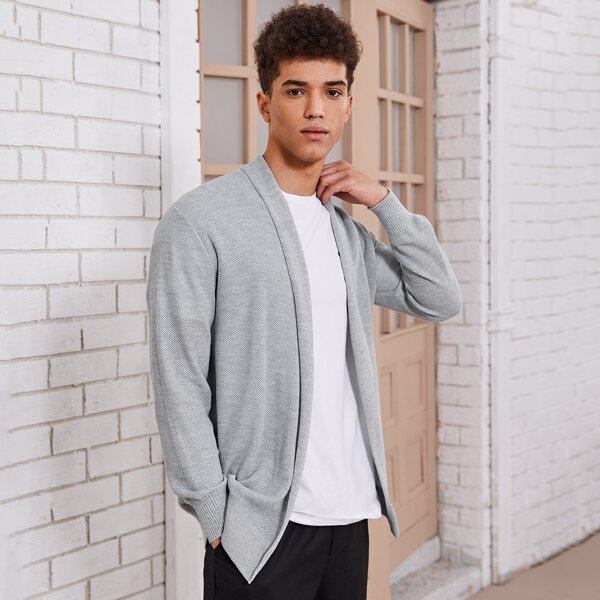 

Men Shawl Collar Cardigan, Light grey