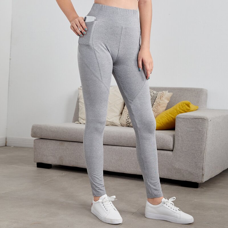 

Phone Pocket Solid Leggings, Light grey