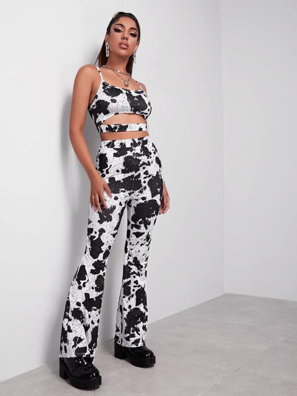 cow print flare pants