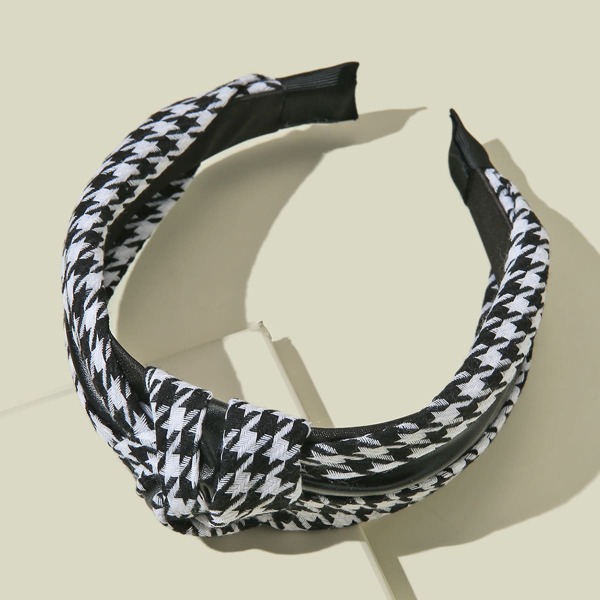 

Houndstooth Hair Hoop, Black and white