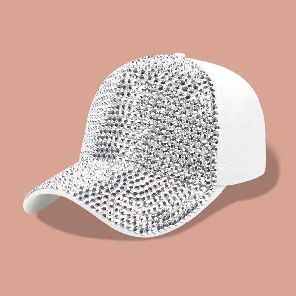 

Rhinestone Decor Baseball Cap, White