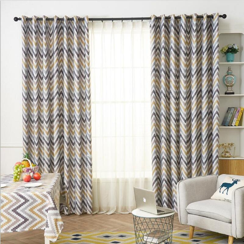 

1pc Chevron Pattern Curtain, Multicolor