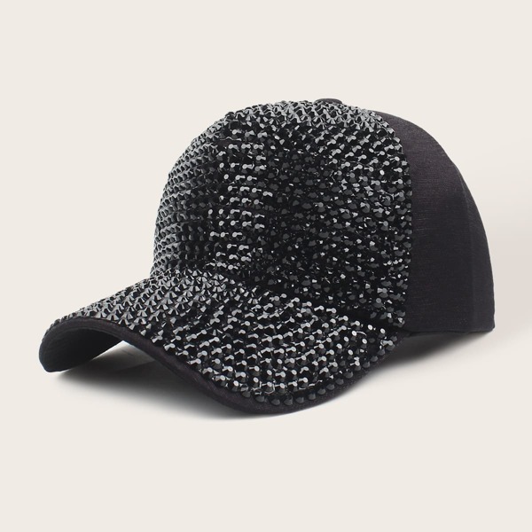 

Rhinestone Decor Baseball Cap, Black