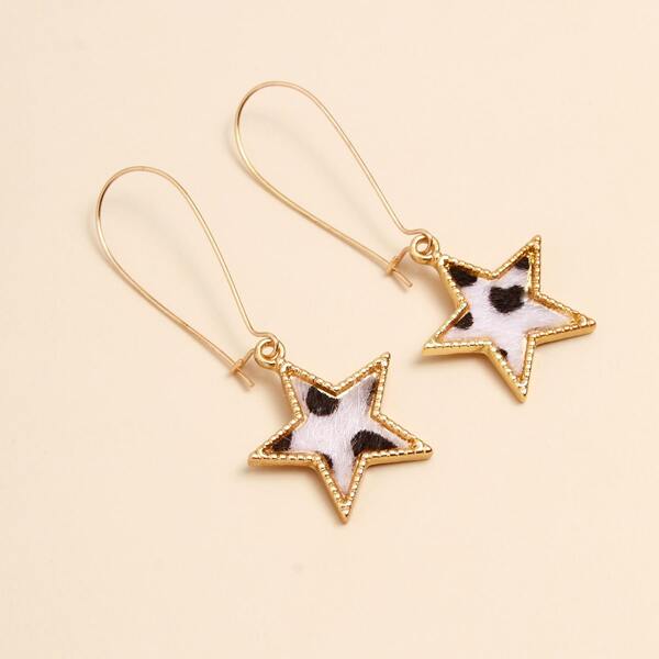

Star Decor Drop Earrings, White