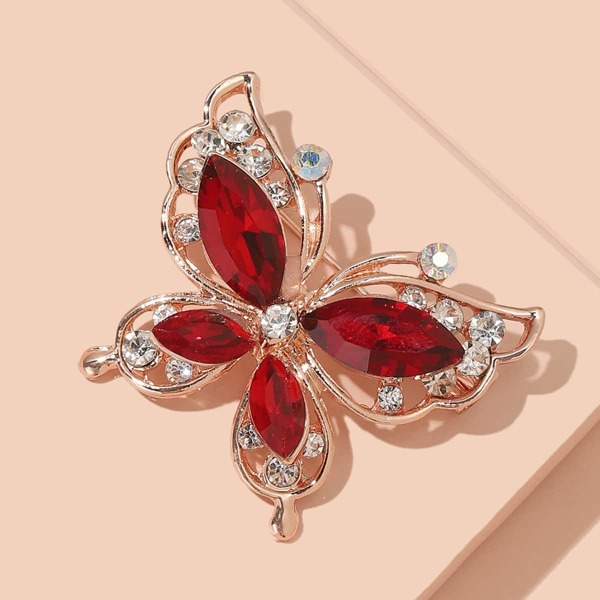 

Rhinestone Decor Butterfly Design Brooch, Multicolor