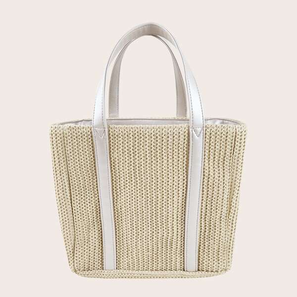 

Minimalist Crochet Tote Bag, Beige