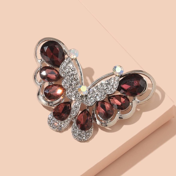 

Rhinestone Decor Butterfly Design Brooch, Multicolor