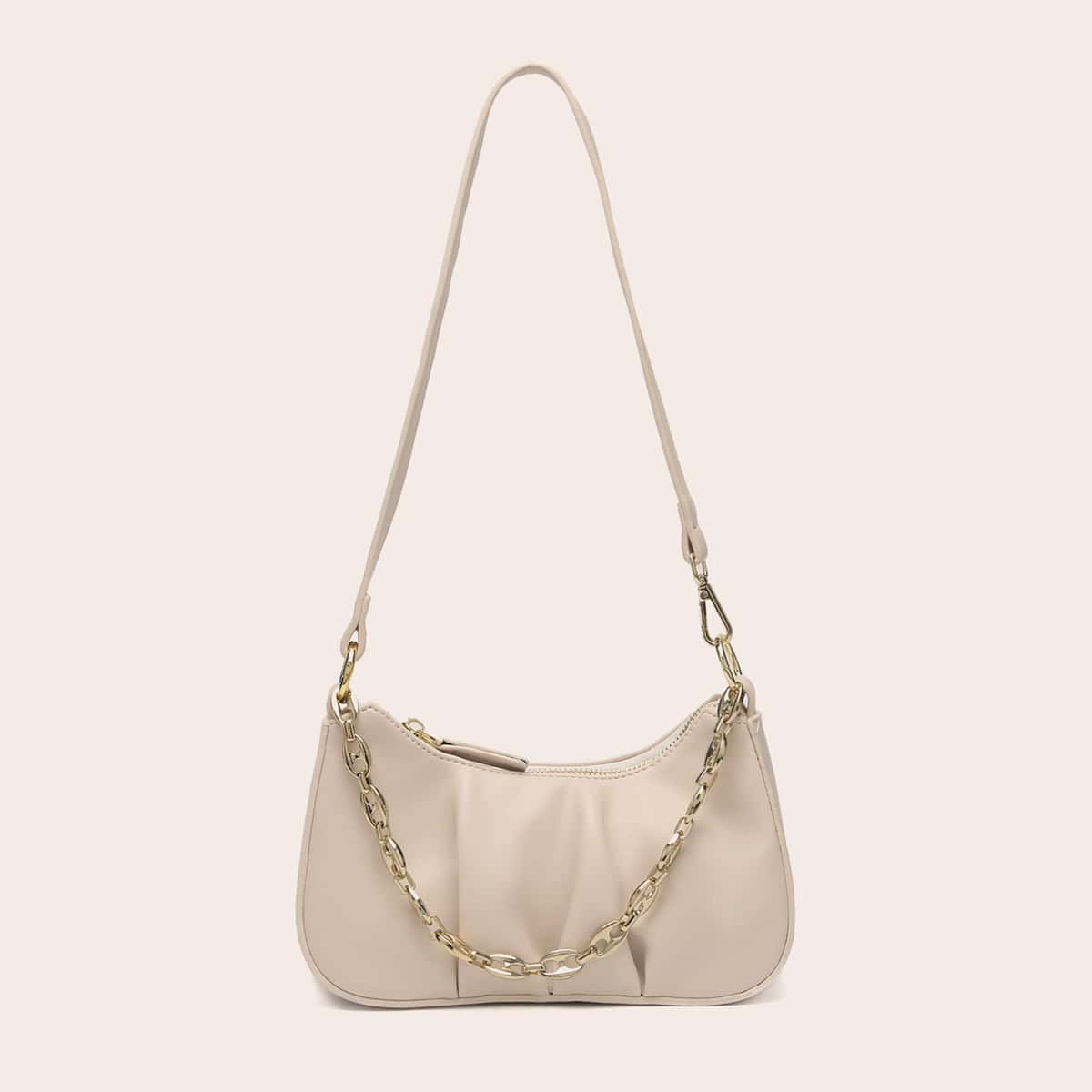

Ruched Decor Shoulder Bag, Beige