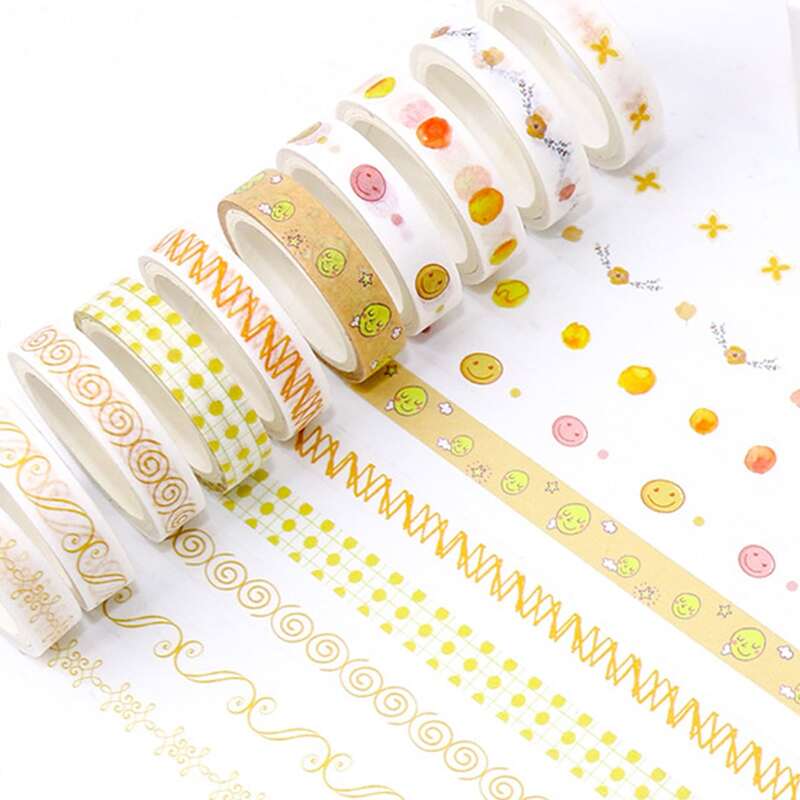 

10rolls Mixed Pattern Decorative Tape, Multicolor