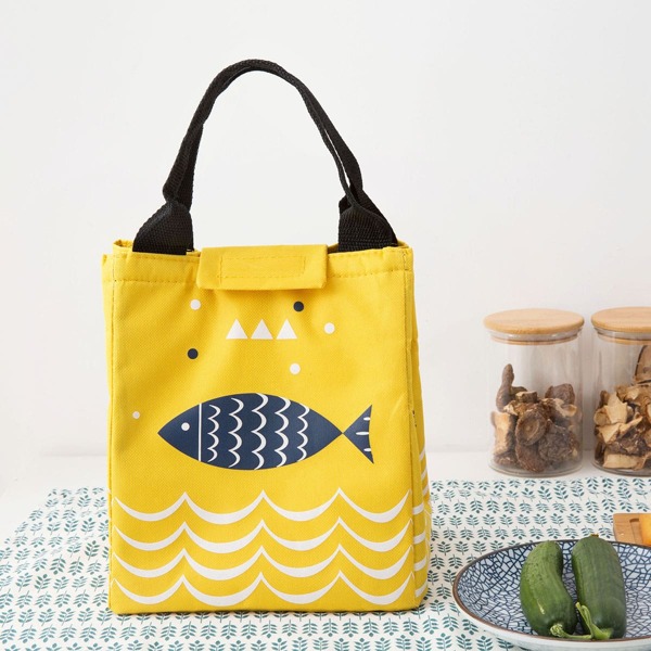 

Fish Print Insulation Lunch Bag, Yellow