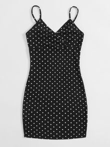 SHEIN BAE Đầm Trọn gói Chấm bi Gợi cảm - màu đen - Xem 3