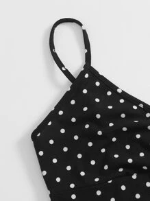 SHEIN BAE Đầm Trọn gói Chấm bi Gợi cảm - màu đen - Xem 5