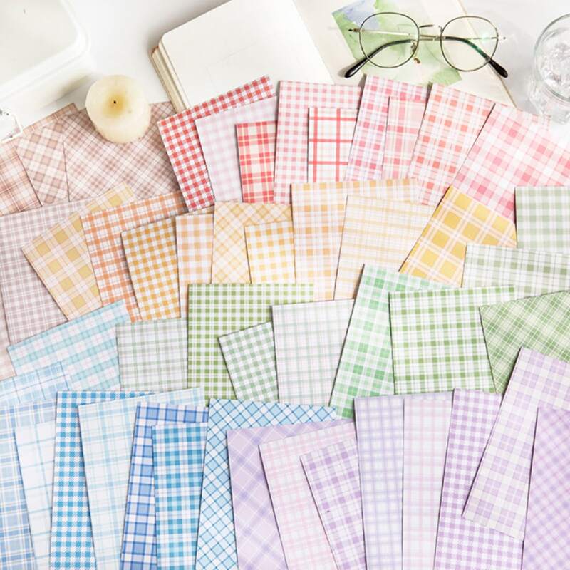 

1pack Plaid Pattern Random Sticker, Multicolor